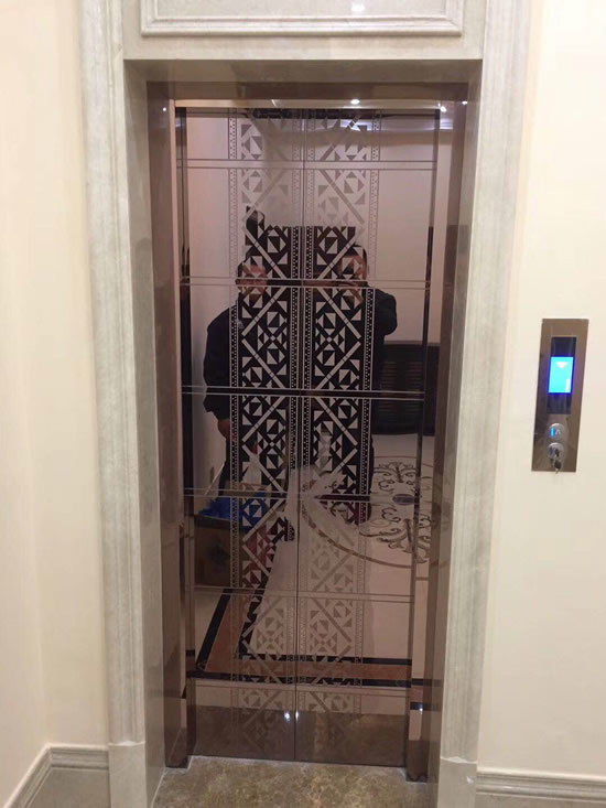 玫瑰紅鏡面蝕刻廳門