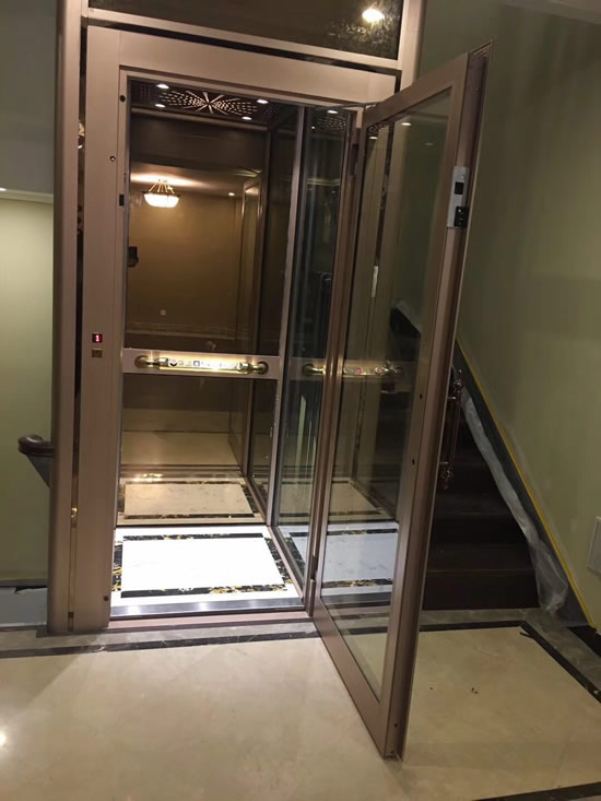 玫瑰金框架手拉門液壓梯電梯